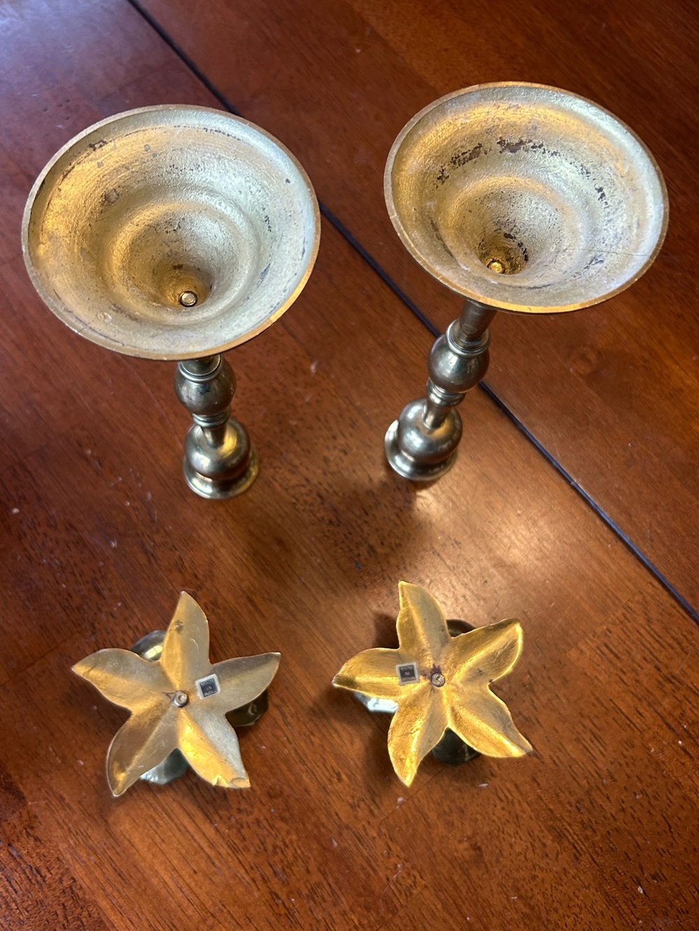 Curated Vintage Solid Brass Candleholder Collection – 6 Pieces - Picture 9 of 10